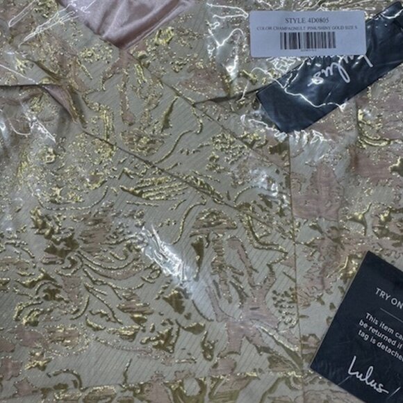 NWT Lulus Illustrious Champagne Jacquard Off-the-Shoulder Maxi Dress - Picture 6 of 10